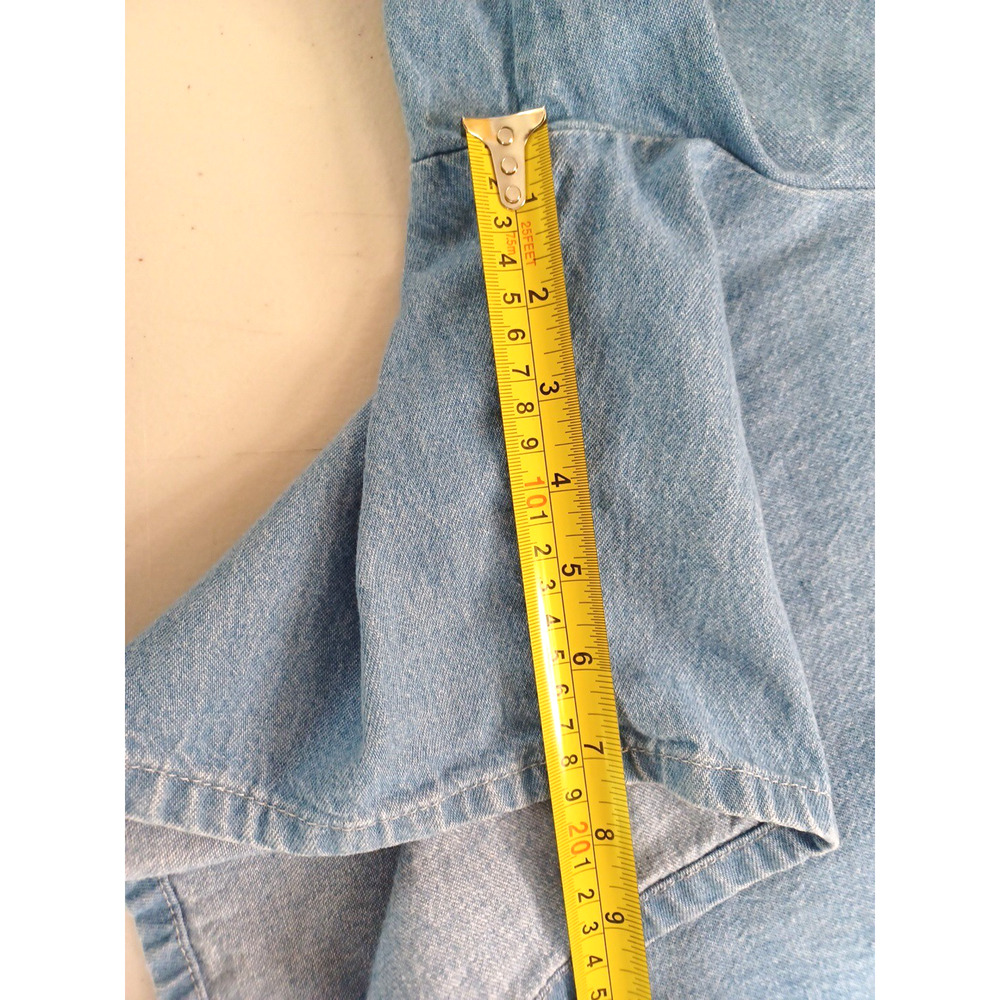 VTG Chic Women's Lt Blue Denim 100% Cotton Shorts Sz 14 High Rise Elastic Waist - Picture 11 of 11